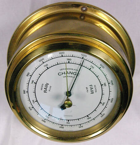 Wempe Chronometer Comfortmeter Pirat II verchromt Ø 96mm Thermometer Hygrometer 